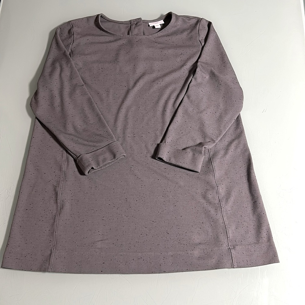 J.Jill Gray Slub Knit Tunic Top sz L